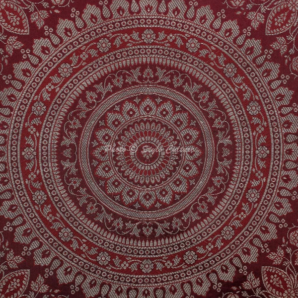 Red Cushion Cover Brocade Jacquard Gypsy Handmade Ethnic Tribal Hippie Pillow