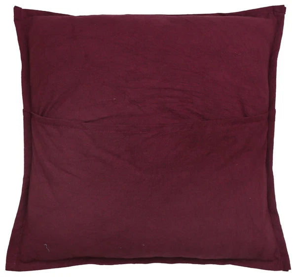 16" Decorative Mirror Embroidered Pucca Cushion Pillow-Cover Sofa Throw Wine Red