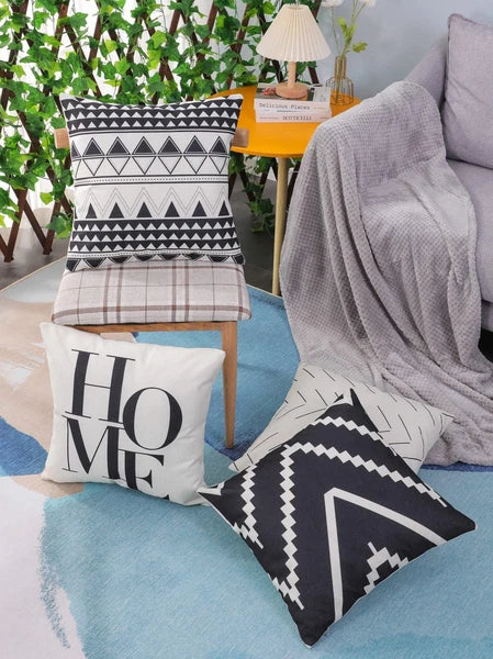 Set of 4 Decorative Throw Pillow Covers 18x18 Inch for Couch, Black and