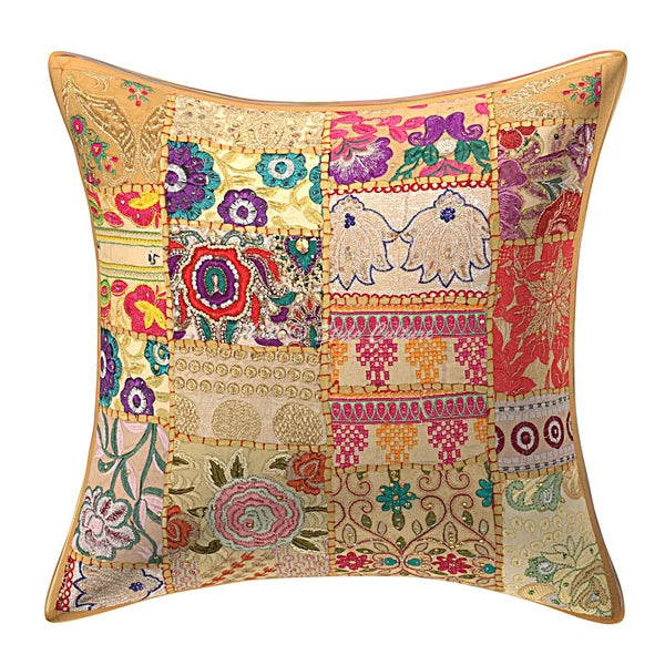 Brown Cushion Cover Vintage Gypsy Handmade Boho Tribal Ethnic Hippie Pillow