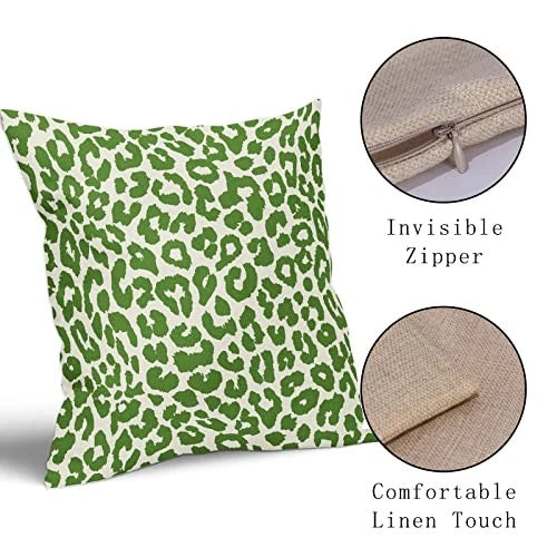 Leopard Print Pillow Covers 18x18 Set of 2 18" x 18" (Pack of 2) Lime Green
