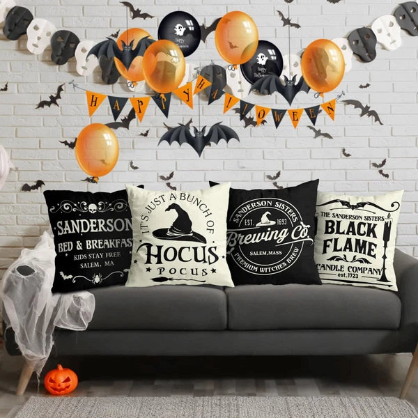 Halloween Decorations Pillow Covers 18x18 Set of 4 Halloween Decor Indoor Out...
