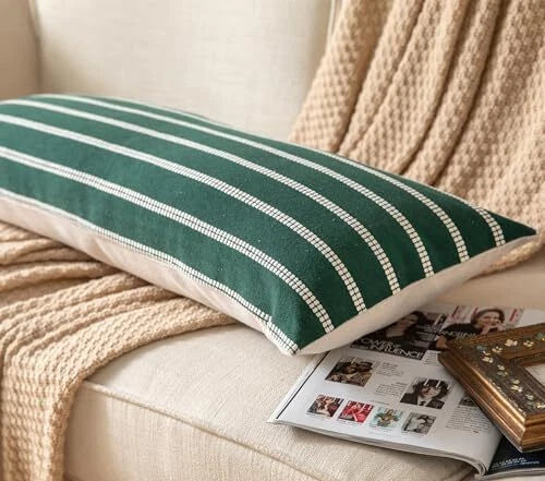 Christmas Lumbar Pillow Covers 14x36, Pack of 14" x 36" (Pack of 1) Dark Green