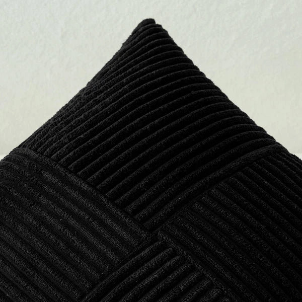 MIULEE Black Corduroy Pillow Covers Pack of 2 Boho Decorative Spliced Throw P...
