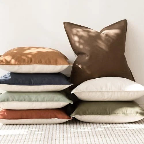 Pack of 2 Decorative Cotton Linen Throw Pillow 12"x20",2 Pieces Cocoa Brown