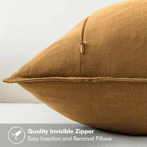 Decorative Linen Pillow Covers 18x18 Inch Boho 18" x 18" (Pack of 2) 2 Hazel