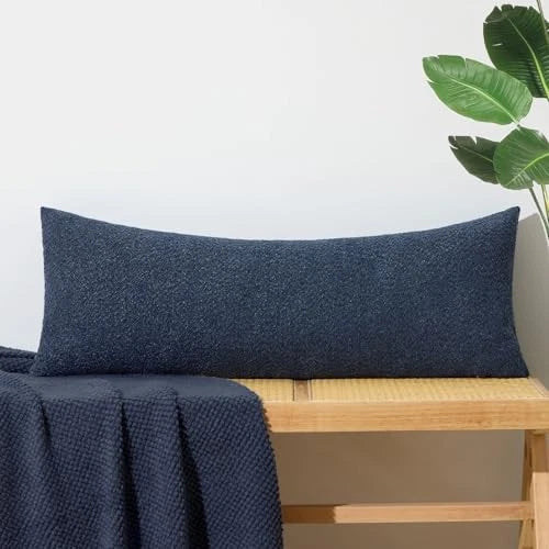 Boucle Lumbar Pillow Covers 14x36 Textured Body 36" x 14" (Pack of 1) Blue