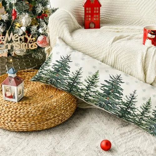 Christmas Trees Snowflake Extra Long Lumbar Pillow 13.8" x 35.4" (Pack of 1)