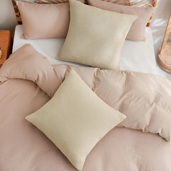 PHF 100% Cotton Waffle Weave Throw Pillow Cover, 22" x 22", No Filling, 2 Pac...