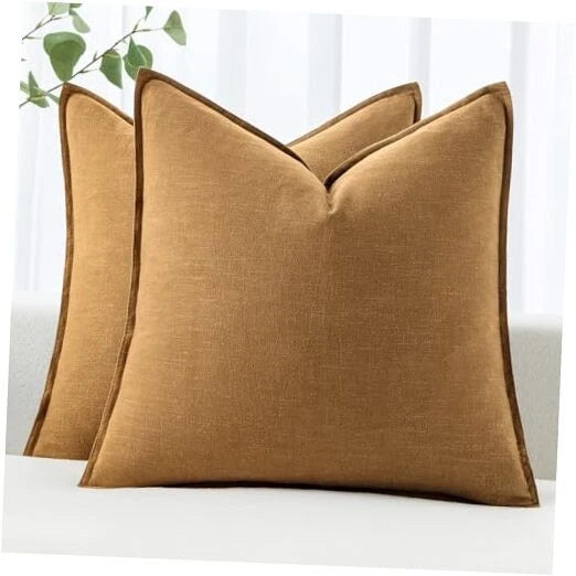 Decorative Linen Pillow Covers 18x18 Inch Boho 18" x 18" (Pack of 2) 2 Hazel