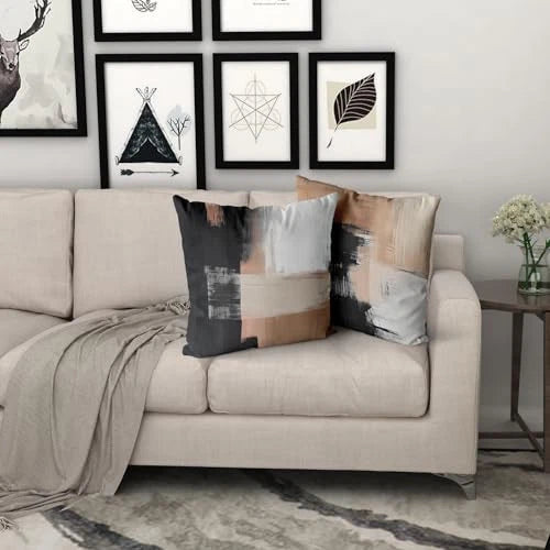 Black Brown Pillow Covers 18x18 Inch 18" x 18" (Pack of 2) Black White Brown