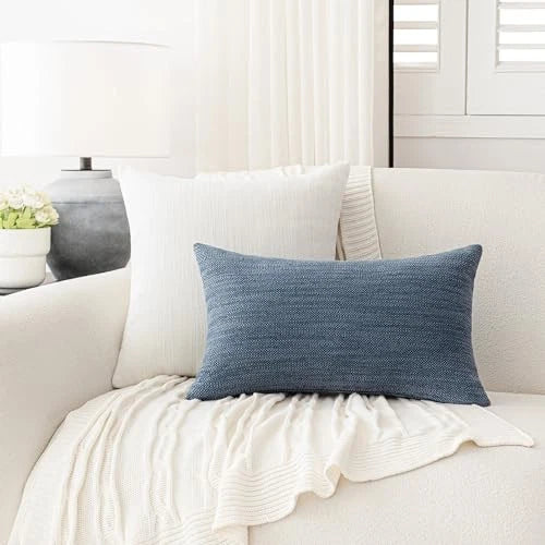 Set of 2 Decorative Textured Burlap Linen Throw 20" x 12" (Pack of 2) Indigo