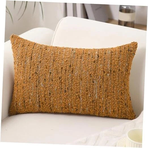 Textured Boucle Lumbar Pillow Covers 12x20 20" x 12" (Pack of 1) Dark Yellow