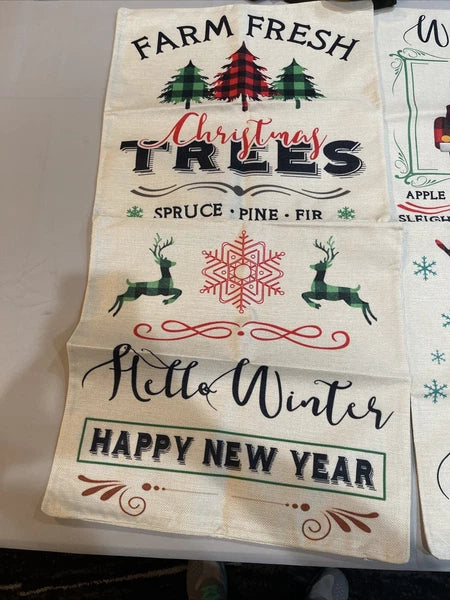 Set of 4 Farmhouse Throw Pillow Cases Covers Sofa 18x18 Merry Christmas