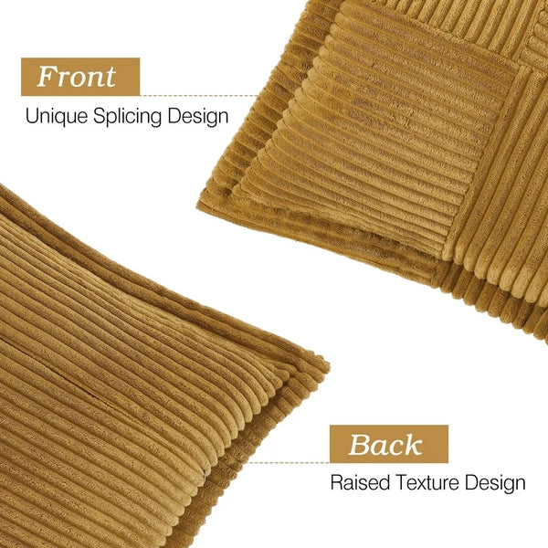 Corduroy Throw Pillow Covers 18×18 Inch, 4 Pack Soft Square Throw Pillow Ca