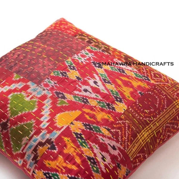 Set of 5 Patchwork Patola Silk Ethnic Red Sofa Pillow Decorative Cushion cover