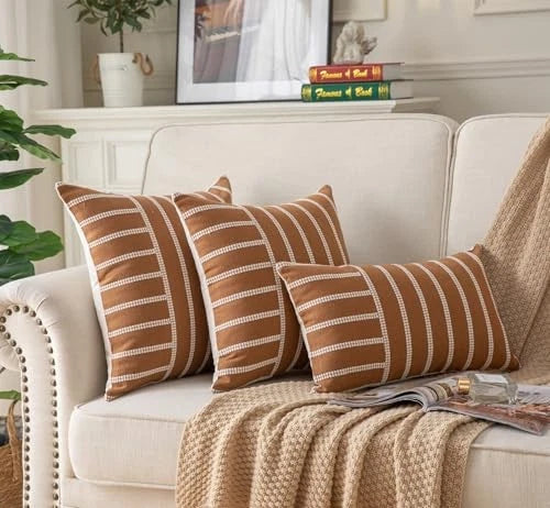 Boho Throw Pillow Covers 12x20 Set of 2 Soft 12" x 20" (Pack of 2) Brown