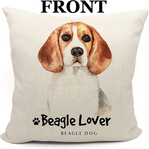 Funny Beagle Dog Reversible Throw Pillow Case, Dog Lover Gifts, Beagle Lover Gif