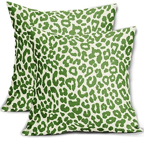 Leopard Print Pillow Covers 18x18 Set of 2 18" x 18" (Pack of 2) Lime Green