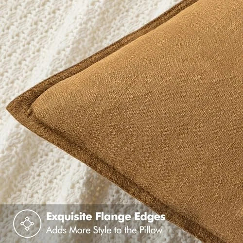 Decorative Linen Pillow Covers 18x18 Inch Boho 18" x 18" (Pack of 2) 2 Hazel