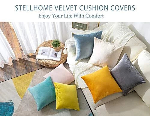 Pack of 2 Cozy Velvet Pillow Covers Square 22" x 22" (Pack of 2) Beige