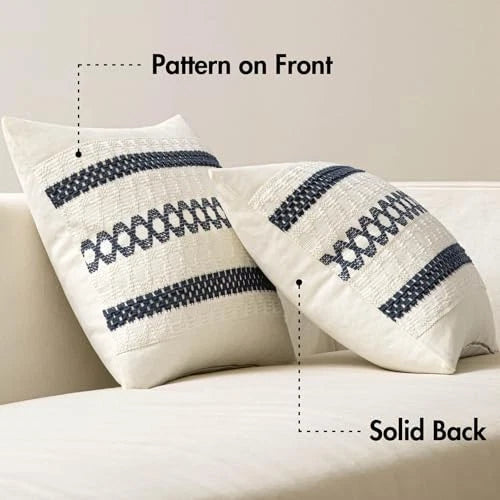 Set of 2 Boho Decorative Pillow Covers 18x18 18" x 18" (Pack of 2) Navy Blue