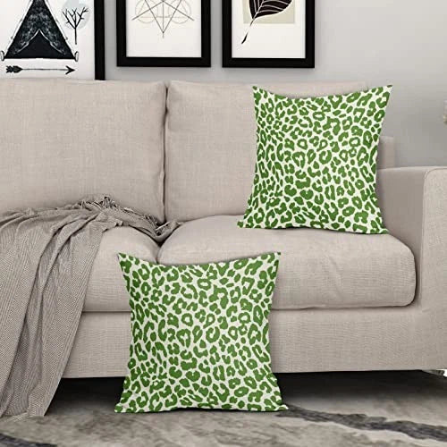 Leopard Print Pillow Covers 18x18 Set of 2 18" x 18" (Pack of 2) Lime Green