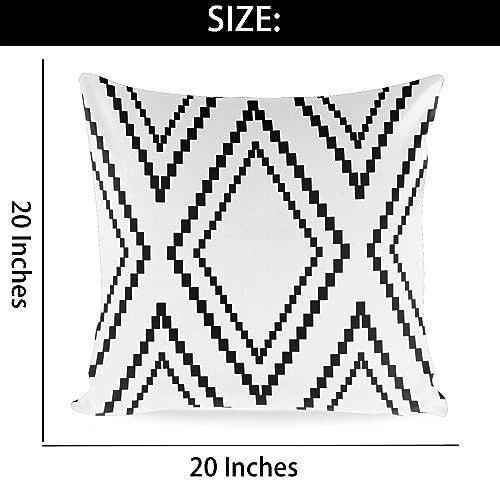 Set of 2 Black Pillow Covers, Boho Aztec 20" x 20" (Pack of 2) Boho White More
