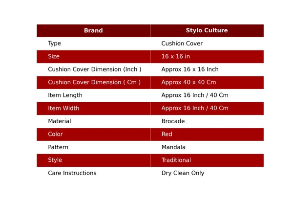 Red Cushion Cover Brocade Jacquard Gypsy Handmade Ethnic Tribal Hippie Pillow