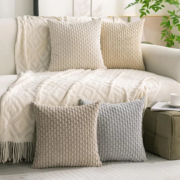 Set of 4 Neutral Decorative Throw Pillow 18" x (Pack 4),