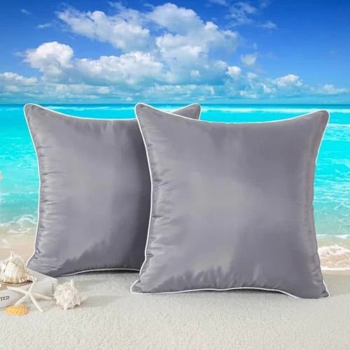 Pack of 2,Dark Grey Outdoor Waterproof Pillow Covers Decorative Farmhouse