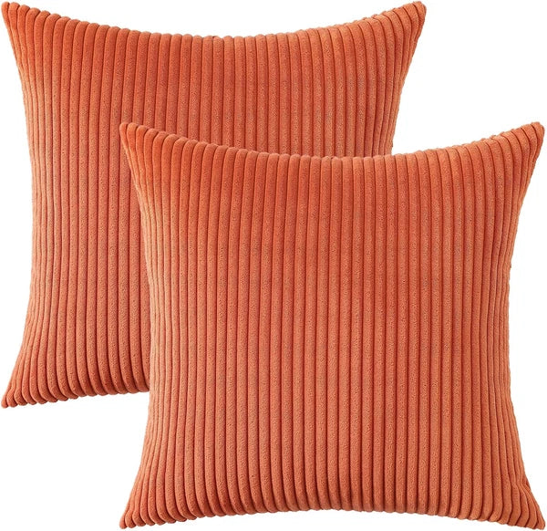 Mecatny Corduroy Decorative Fall Throw Pillow Covers 18X18 Set of 2 for Sofa Bed