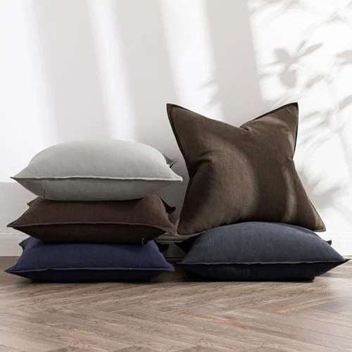 Decorative Linen Pillow Covers8x8 Inch Boho 28" x 28" (Pack of 2) 2 Black