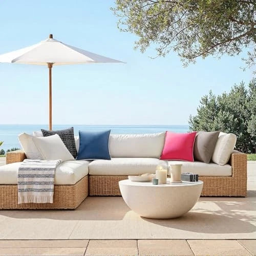 Pack of 2 Outdoor Waterproof Pillow Covers 20" x 20" (Pack of 2) Hot Pink