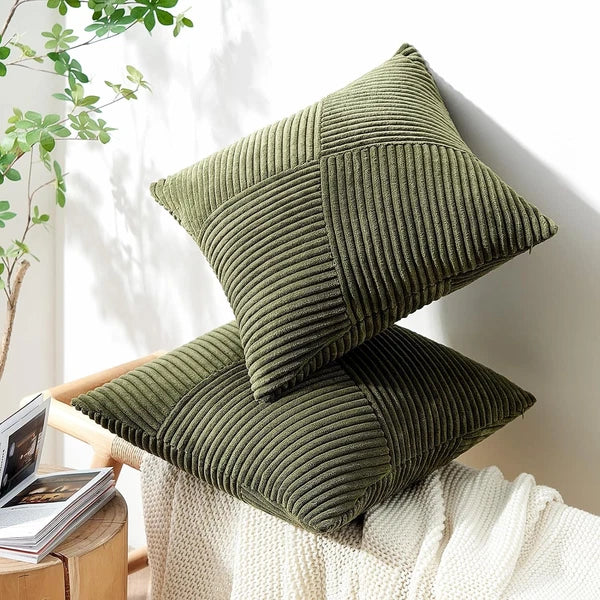 Olive Green Decorative Throw Pillow Covers Set of 2 18X18 Inches for Couch Bed S