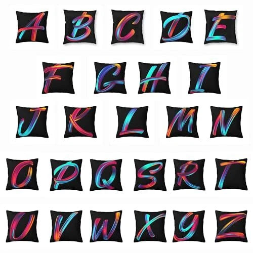 Letter Style Square Throw Pillow Covers 18 x 18 Inch, Novelty Colorful Letter-w