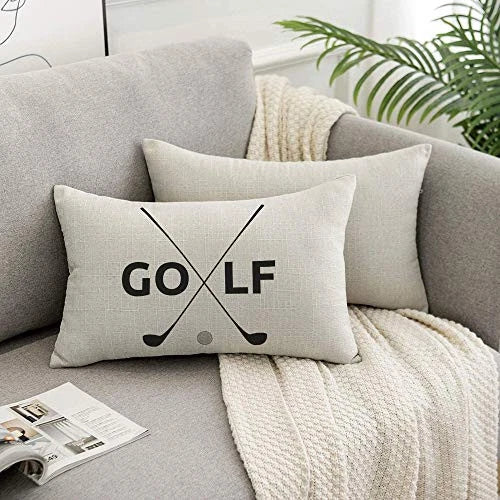 Golf Symbol Throw Pillow Cover Linen Fabric for Couch Bed Sofa Car Waist