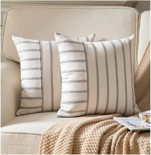 Boho Throw Pillow Covers 20x20 Set of 2 Soft 20" x 20" (Pack of 2) Grey