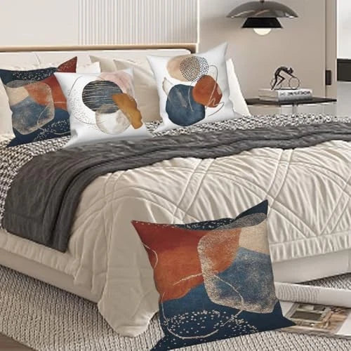 Abstract Boho Throw Pillow Covers 16''x16'' Set of 4, 16" x 16" (Pack of 4)