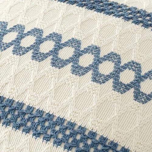 Set of 2 Boho Decorative Pillow Covers 18x18 Inch 18" x 18" (Pack of 2) Blue