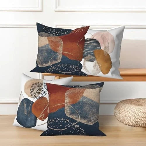Abstract Boho Throw Pillow Covers 16''x16'' Set of 4, 16" x 16" (Pack of 4)