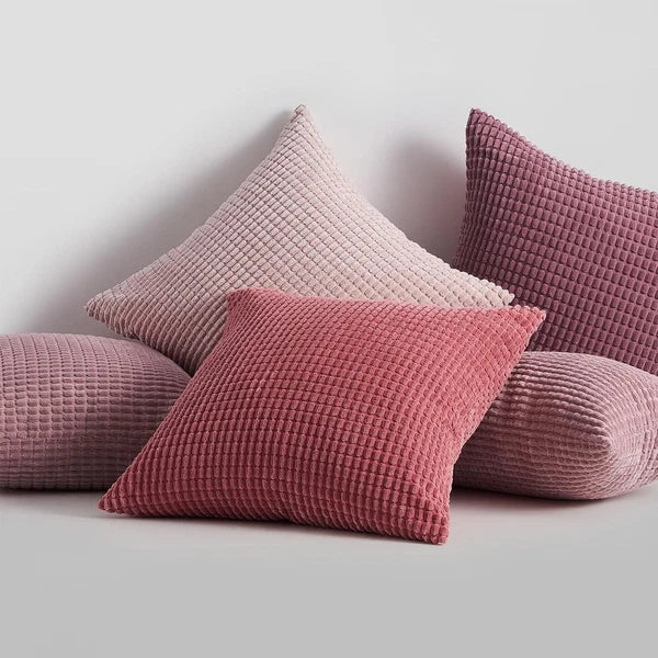 Luxurious 18x18 Blush Corduroy Pillow Covers - Set of 4 for Cozy Living Spaces