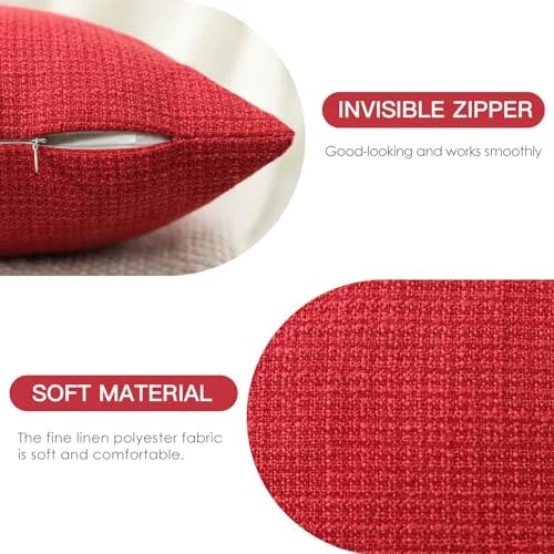 Pack of 2 Throw Pillow Covers 20x20 Inch 20" x 20" (Pack of 2) Red Christmas