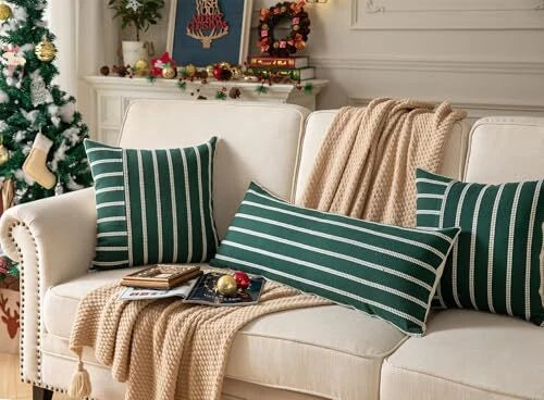 Christmas Lumbar Pillow Covers 14x36, Pack of 14" x 36" (Pack of 1) Dark Green
