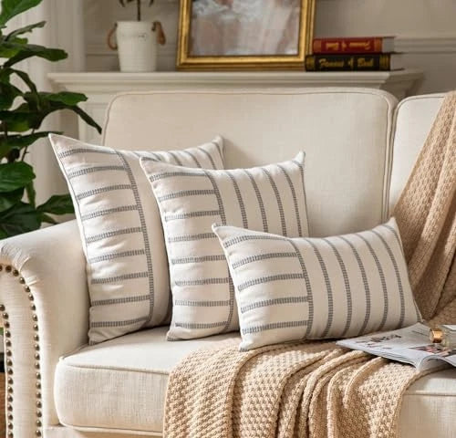 Boho Throw Pillow Covers 12x20 Set of 2 Soft 12" x 20" (Pack of 2) Grey