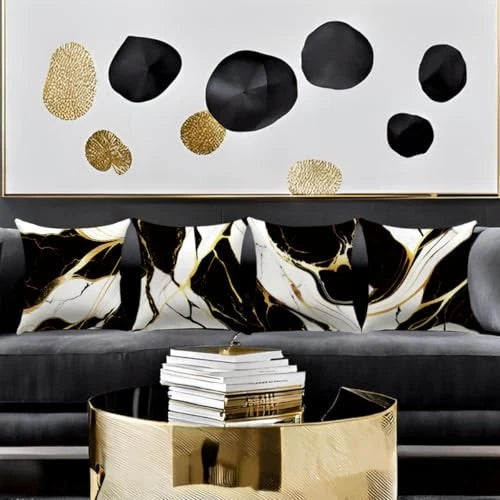 Couch Decorative Pillow Covers 18" x 18" (Pack of 4) Black and Grey and Yellow