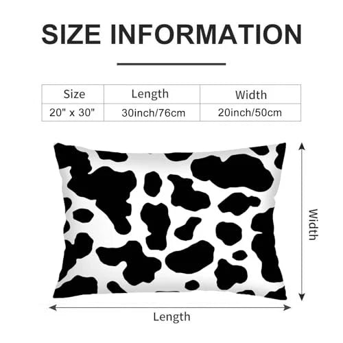 Cow Print Throw Pillow Cover Standard Size Set of 2 Black and White Black White