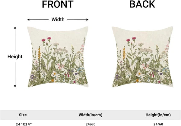 AEIOAE Sage Green Pillow Covers 24x24 24" x (Pack of 2), Wildflowers 01