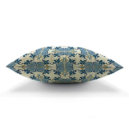 Throw Pillowcases Traditional Ethnic Blue 18" x 18" (Pack of 1) Abstract Floral