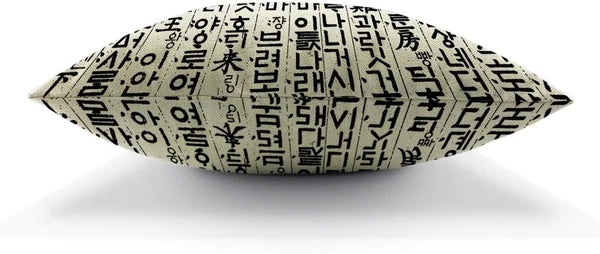 Korean Hangul Throw Pillow Cover Traditional Culture Raw Characters Ancient Word